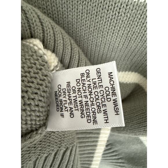 Sincerely Jules Boxy Knit Sweater, 100% Cotton, Neutral Green w/ Cream Stripes - Picture 6 of 6